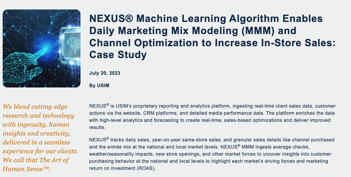 NEXUS Machine Learning Algorithm: A Case Study